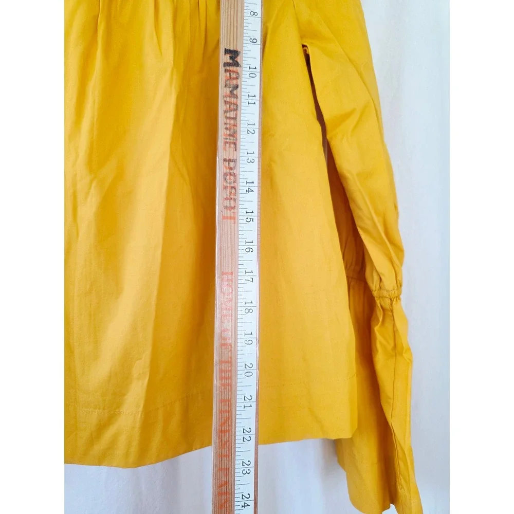 Free People another eternity Mustard Yellow eyelet Cotton Blouse XS Oversize new